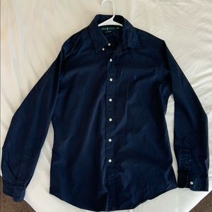 Navy Blue Ralph Lauren Polo Button Down Custom Fit